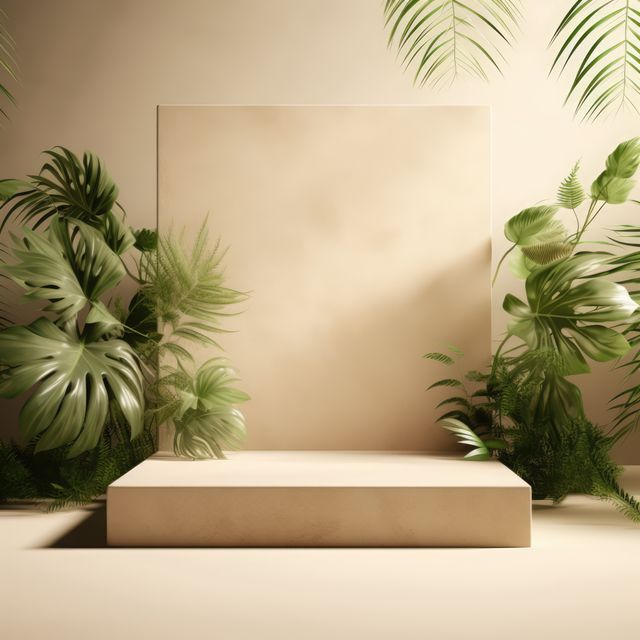 Minimalist Botanical Display with Plant Leaves - Download Free Stock Images Pikwizard.com