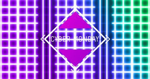 Cyber Monday Neon Glowing Grid Technology Background - Download Free Stock Images Pikwizard.com