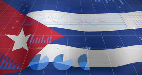 Cuba Flag Design with Financial Charts and Data Graphs