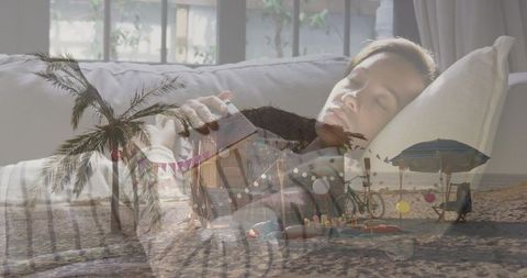 Dreaming of Beachside Escape Double Exposure Scene