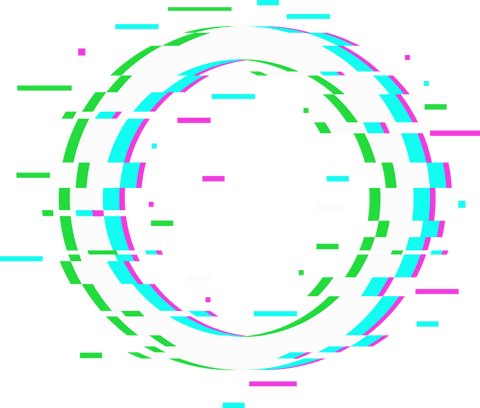 Transparent canvas shows glitch ring with vibrant bars