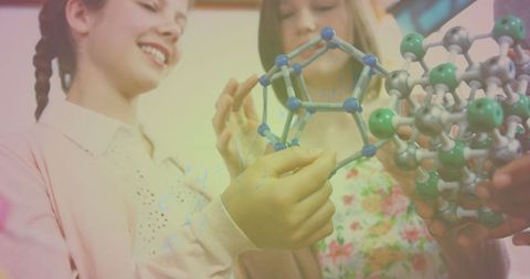 Children Learning Chemistry with Molecular Model - Download Free Stock Images Pikwizard.com