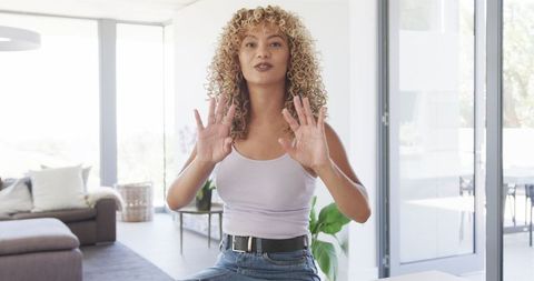 Young Woman Video Calling from Peaceful Modern Home