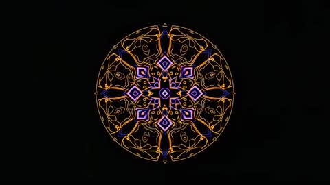 Pulsing Neon Mandala Looping Kaleidoscope With Cycling Colors and Diamond Motifs