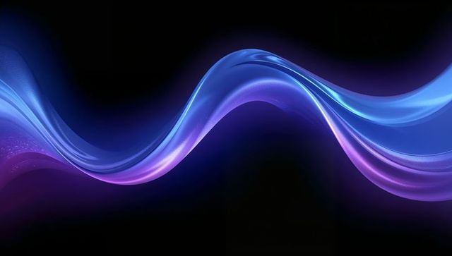 Flowing Luminous Ribbon in Cyan and Magenta Showing Layered Sheer Waves on Black Canvas