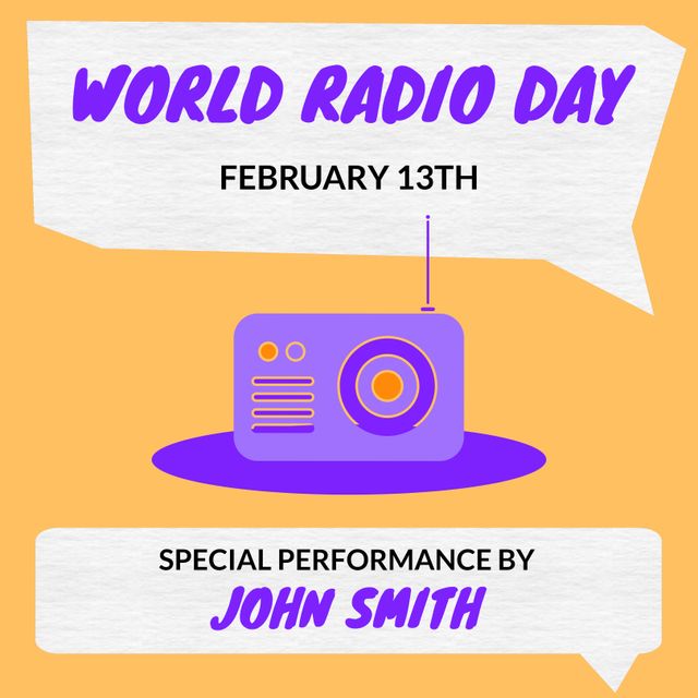 World Radio Day Celebration Poster Design with Vintage Radio - Download Free Stock Templates Pikwizard.com