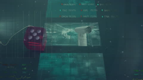 Abstract Digital Interface with Data and Surveillance Camera