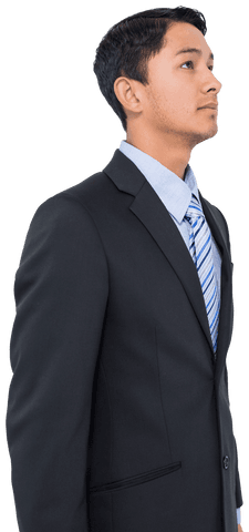 Confident Asian Businessman Staring Upward on Transparent Background - Download Free Stock Videos Pikwizard.com