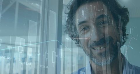 Businessman analyzing digital financial data with ar interface