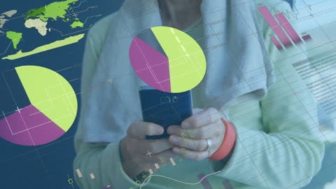 Senior Woman Using Smartphone for Data Insights and Technology