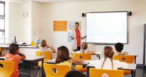 Diverse Classroom with Teacher Leading Lesson on Geography - Download Free Stock Images Pikwizard.com