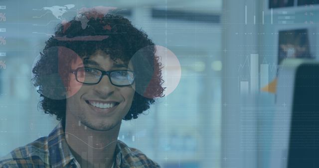 Smiling Professional with Glasses Working on Computer - Download Free Stock Photos Pikwizard.com