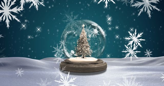 Snowfall Over Christmas Snow Globe with Frosty Landscape - Download Free Stock Images Pikwizard.com