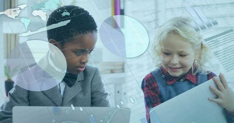 Children Engaged with Laptops in Tech-Savvy Classroom Environment