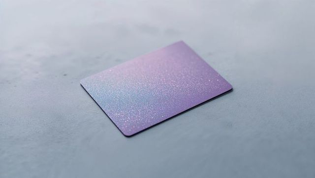 Glittery gradient card on gray textured background