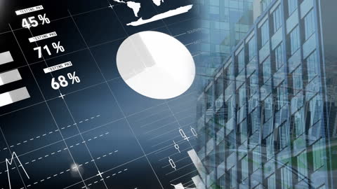 Digital Data and Statistical Graphics Overlapping Cityscape