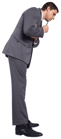 Thoughtful Transparent Businessman Contemplating Holding Pen