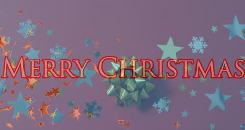 Festive Christmas Greeting Banner with Stars and Bow