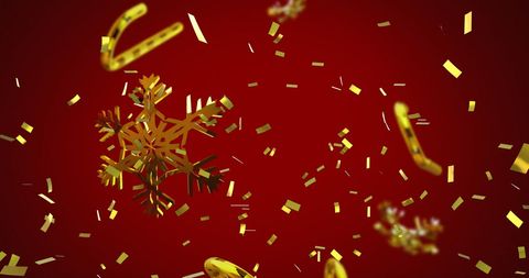 Falling Christmas Ornaments on Festive Red Background