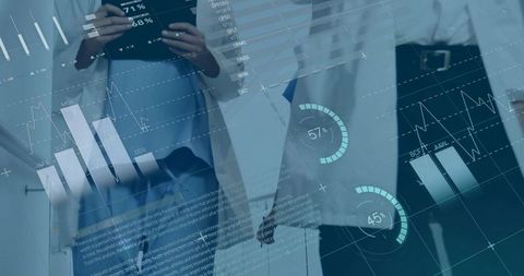 Business Professionals Viewing Transparent Data Interface