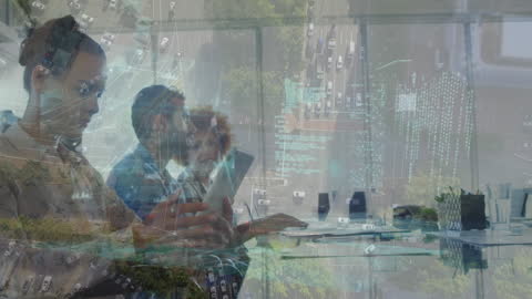 Innovative Business Team Analyzing High-Tech Data Solutions