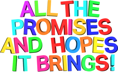 Colorful New Year Greeting Text on Transparent Background