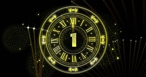 Midnight Clock and Fireworks Celebrating New Year's Eve - Download Free Stock Images Pikwizard.com