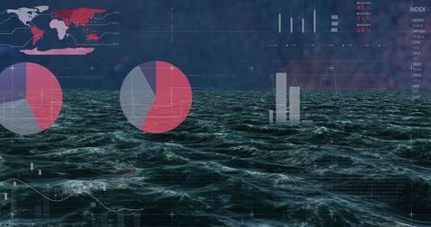 financial data processing concept over ocean waves - Download Free Stock Images Pikwizard.com