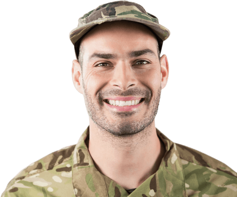 transparent image of smiling soldier in camouflage uniform - Download Free Stock Videos Pikwizard.com