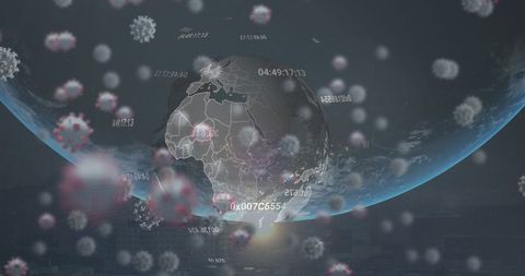 Virus Cells Encircling Earth and Code Emphasizing Global Pandemic - Download Free Stock Images Pikwizard.com