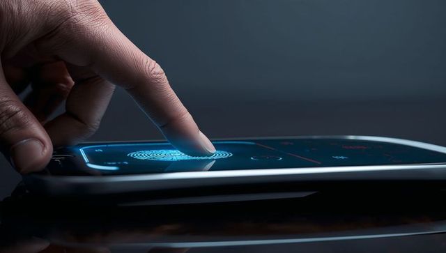 Finger activating biometric scanner on digital device