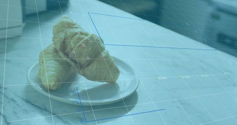 Innovative Gastronomy Concept with Croissants on Marble Counter