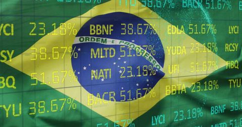 Brazil Stock Market Growth Data Overlaying Flag