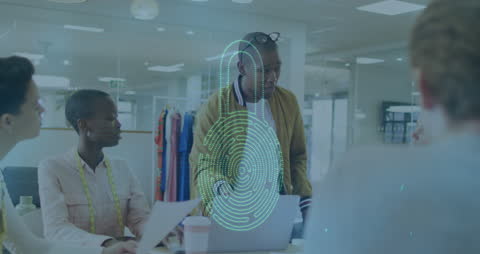 Animated Padlock Overforcing Cybersecurity in Business Meeting