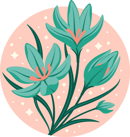 whimsical green flowers in peach background on transparent canvas - Download Free Stock Videos Pikwizard.com