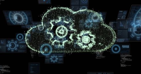 Digital Cloud with Gears Representing Data Processing Technology - Download Free Stock Images Pikwizard.com