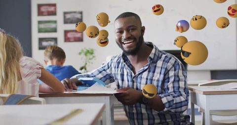 Emoji Interaction in Classroom Setting with Teacher and Students - Download Free Stock Images Pikwizard.com