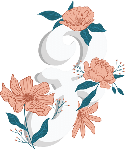 Floral Embellished ‘Z’ on Transparent Background for Designs