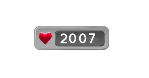 Digital like counter displaying 2007 with heart icon