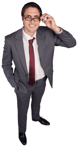 confident businessman adjusting glasses on transparent background - Download Free Stock Videos Pikwizard.com