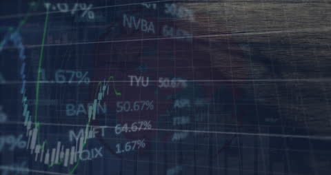 Animated Financial Data Over Crowded Urban Scene