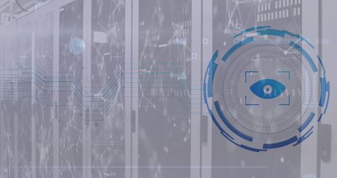 Digital security eyeball radar scanning computer server network