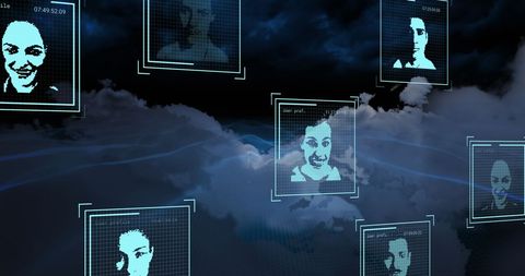 Virtual Faces and Cloud Computing for Global Data Processing - Download Free Stock Images Pikwizard.com