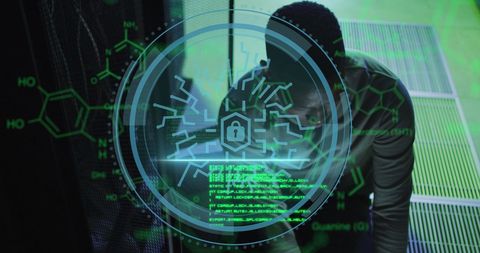 Data Security and Digital Interface in Modern Server Room - Download Free Stock Images Pikwizard.com