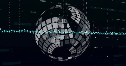 3D Rotating Sphere with Waveform in Futuristic Digital Space - Download Free Stock Images Pikwizard.com