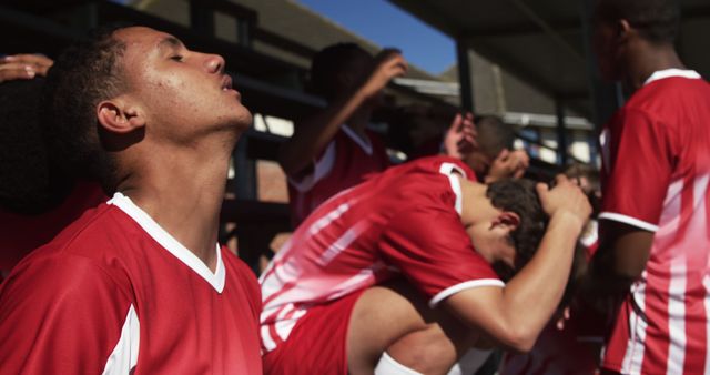 Dejected Teenage Soccer Players in Locker Room - Download Free Stock Images Pikwizard.com