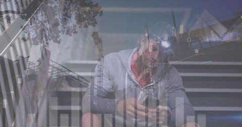 Businessman Analyzing Financial Data on Smartphone with Digital Graph Overlay - Download Free Stock Images Pikwizard.com