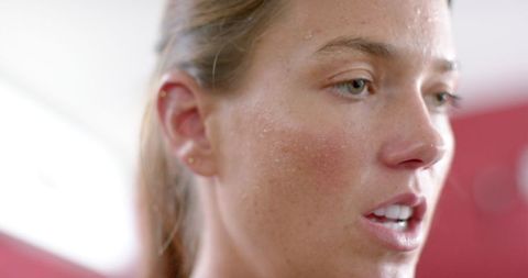 Sweaty Young Woman Post Workout, Focus and Determination