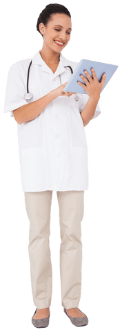 Transparent nurse using tablet for efficient patient care
