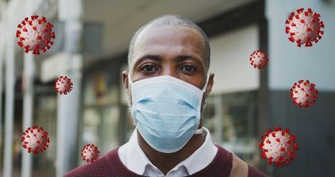 African american man wearing mask during covid-19 outbreak